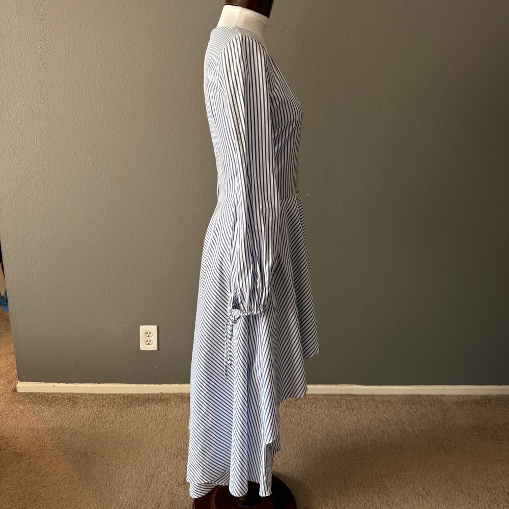 Caroline Constas New York Lena navy blue white nautical hi low stripe dress Sz S - Picture 9 of 10